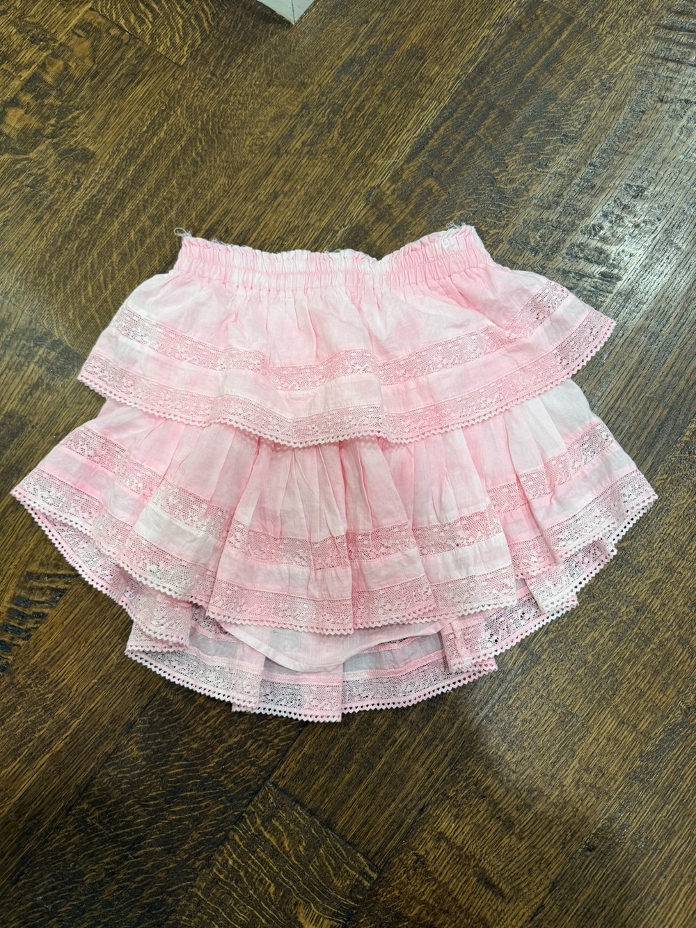 LoveShackFancy Ruffle Mini Heritage Skirt in Peony Pink XS